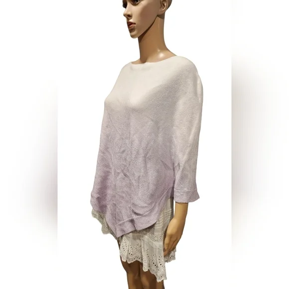 Barefoot Dreams Cozy Chic ultra lite knit women's ombre purple poncho one size - Picture 3 of 9